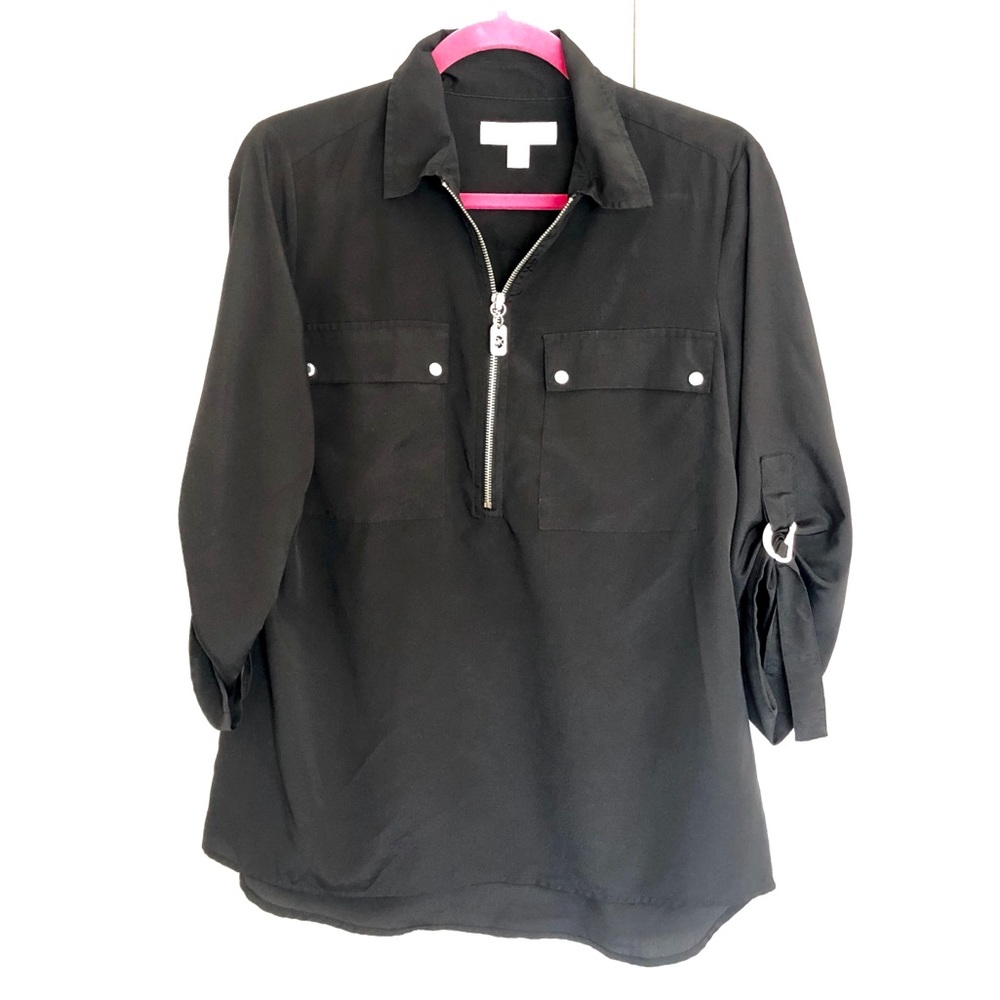 Black Michael Kors Blouse w/ Silver Hardware